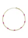 Chloe & Madison Women's 14k Goldplated Sterling Silver & Cubic Zirconia Curb Chain Anklet In Red