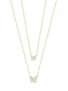 Chloe & Madison Women's 14k Goldplated Sterling Silver & Cubic Zirconia Double Strand Butterfly Necklace In Silver