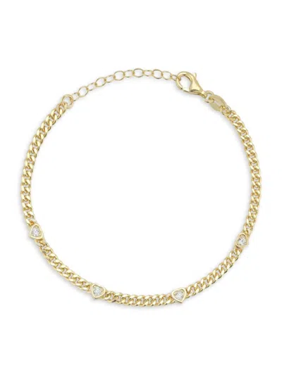 Chloe & Madison Women's 14k Goldplated Sterling Silver & Cubic Zirconia Heart Chain Bracelet
