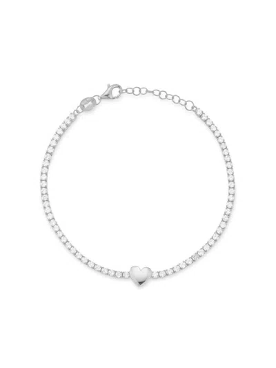 Chloe & Madison Women's 14k Goldplated Sterling Silver & Cubic Zirconia Heart Tennis Bracelet