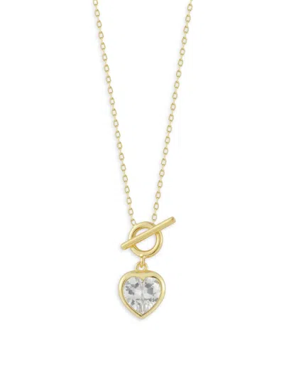 Chloe & Madison Women's 14k Goldplated Sterling Silver & Cubic Zirconia Heart Toggle Pendant Necklace