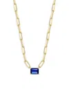 Chloe & Madison Women's 14k Goldplated Sterling Silver & Cubic Zirconia Paperclip Necklace In Blue