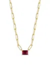 Chloe & Madison Women's 14k Goldplated Sterling Silver & Cubic Zirconia Paperclip Necklace In Red