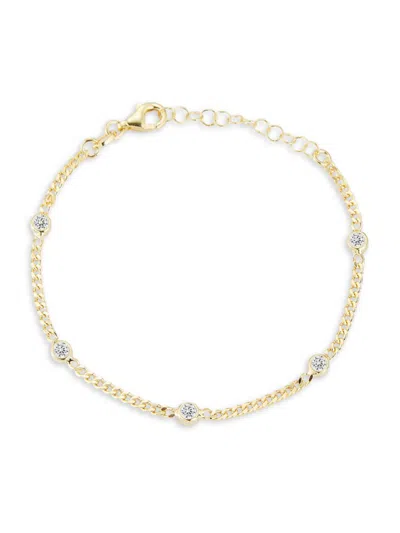 Chloe & Madison Women's 14k Goldplated Sterling Silver & Cubic Zirconia Station Anklet