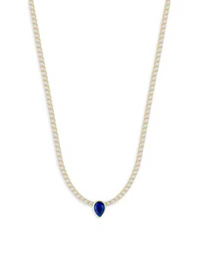 Chloe & Madison Women's 14k Goldplated Sterling Silver & Cubic Zirconia Tennis Necklace In Blue