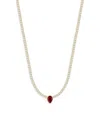 Chloe & Madison Women's 14k Goldplated Sterling Silver & Cubic Zirconia Tennis Necklace In Red