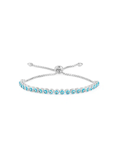 Chloe & Madison Women's 14k Goldplated Sterling Silver & Enamel Evil Eye Bolo Bracelet