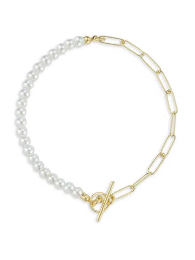 Chloe & Madison Women's 14k Goldplated Sterling Silver & Freshwater Pearl Chain Toggle Bracelet