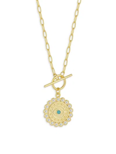 Chloe & Madison Women's 14k Goldplated Sterling Silver, Cubic Zirconia & Synthetic Turquoise Necklace