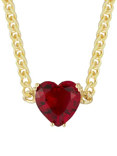 Chloe & Madison Women's 14k Goldplated Sterling Silver Heart Cubic Zirconia Curb Necklace