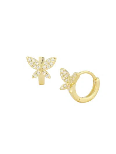Chloe & Madison Women's 14k Sterling Silver & Cubic Zirconia Butterfly Huggie Earrings In Gold