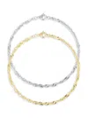 Chloe & Madison Women's 2-piece Plated Sterling Silver Singapore Chain Bracelet Set In Silver