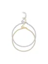 Chloe & Madison Women's 2-piece Two-tone Sterling Silver & Cubic Zirconia Tennis Bracelet Set In Silver