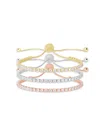 Chloe & Madison Women's 3-piece Tri-tone Sterling Silver & Cubic Zirconia Bolo Bracelet In Silver