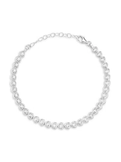Chloe & Madison Women's Plated Sterling Silver & Cubic Zirconia Heart Tennis Bracelet