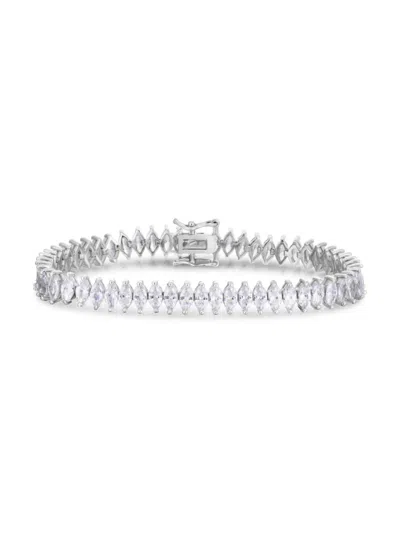 Chloe & Madison Women's Plated Sterling Silver & Marquise Cubic Zirconia Tennis Bracelet
