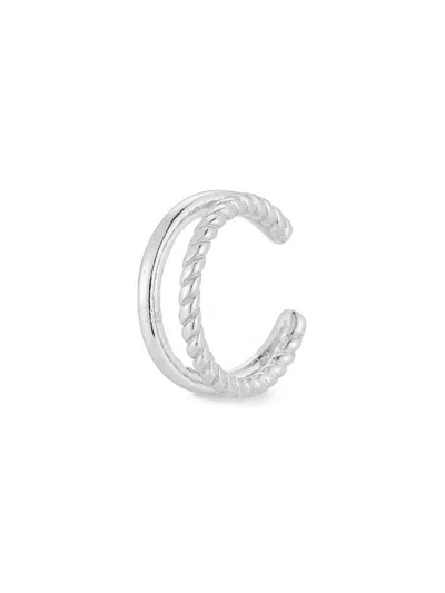 Chloe & Madison Women's Plated Sterling Silver Cuff Earring