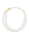 Chloe & Madison Women's 14k Goldplated & Rhodium Plated Double Strand Imitation Pearl Bracelet In Yellow Gold