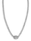 Chloe & Madison Women's Rhodium Plated Pave Mariner Pendant With Curb Chain Necklace In White Gold