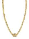 Chloe & Madison Women's Rhodium Plated Pave Mariner Pendant With Curb Chain Necklace In Yellow Gold