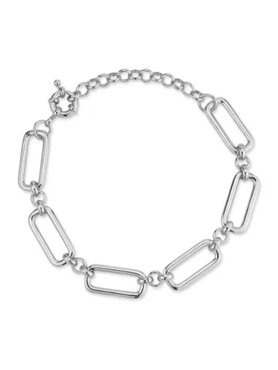 Chloe & Madison Women's Rhodium-plated Square Link Bracelet In White Gold