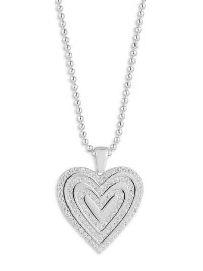 Chloe & Madison Women's Rhodium-plated Sterling Silver & Cubic Zirconia Heart Pendant Necklace In White Gold