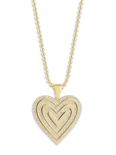 Chloe & Madison Women's Rhodium-plated Sterling Silver & Cubic Zirconia Heart Pendant Necklace In Yellow Gold