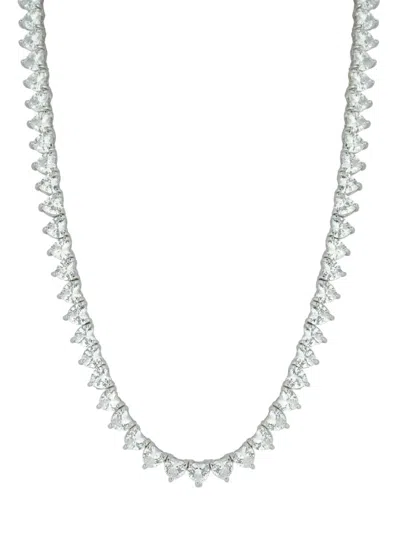 Chloe & Madison Women's Rhodium Plated Sterling Silver & Cubic Zirconia Heart Tennis Necklace