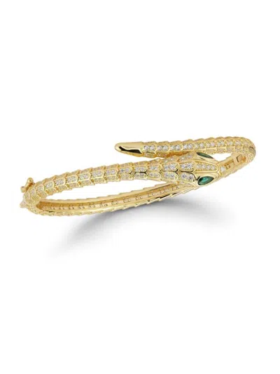 Chloe & Madison Women's Rhodium-plated Sterling Silver & Cubic Zirconia Snake Bangle Bracelet In Yellow Gold