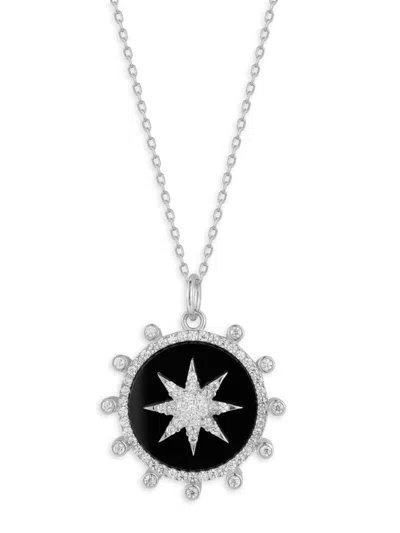 Chloe & Madison Women's Rhodium-plated Sterling Silver & Cubic Zirconia Star Medallion Necklace In White Gold