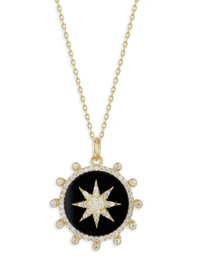 Chloe & Madison Women's Rhodium-plated Sterling Silver & Cubic Zirconia Star Medallion Necklace In Yellow Gold