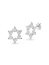 Chloe & Madison Women's Rhodium-plated Sterling Silver & Cubic Zirconia Star Of David Stud Earrings In White Gold