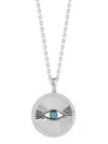 Chloe & Madison Women's Rhodium-plated Sterling Silver, Cubic Zirconia & Synthetic Turquoise Evil Eye Necklace In White Gold