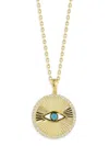 Chloe & Madison Women's Rhodium-plated Sterling Silver, Cubic Zirconia & Synthetic Turquoise Evil Eye Necklace In Yellow Gold