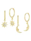 Chloe & Madison Women's Set Of 2 14k Goldplated Sterling Silver & Cubic Zirconia Drop Earrings In Silver
