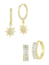 Shop Chloe & Madison Women's Set Of 2 14k Goldplated Sterling Silver & Cubic Zirconia Huggie Earrings