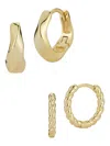 Chloe & Madison Women's Set Of 2 14k Goldplated Sterling Silver Huggie Earring Set In Silver