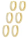Chloe & Madison Women's Set Of 3 14k Goldplated Sterling Silver & Cubic Zirconia Huggie Earrings In Yellow Gold