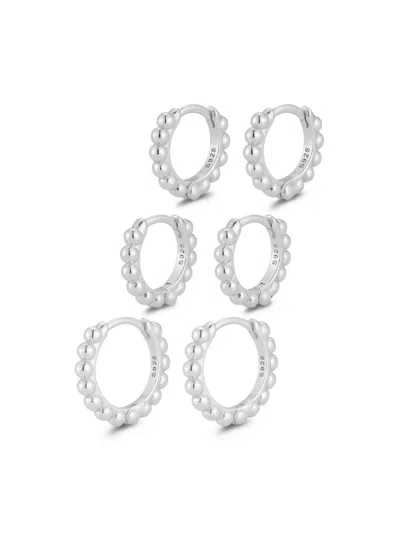 Chloe & Madison Women's Set Of 3 14k Goldplated Sterling Silver Bubble Huggie Earrings