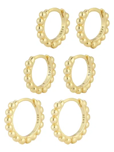 Chloe & Madison Women's Set Of 3 14k Goldplated Sterling Silver Bubble Huggie Earrings In Yellow Gold