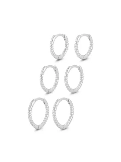 Chloe & Madison Women's Set Of 3 14k Goldplated Sterling Silver Twist Huggie Earrings