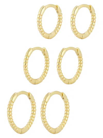 Chloe & Madison Women's Set Of 3 14k Goldplated Sterling Silver Twist Huggie Earrings In Yellow Gold