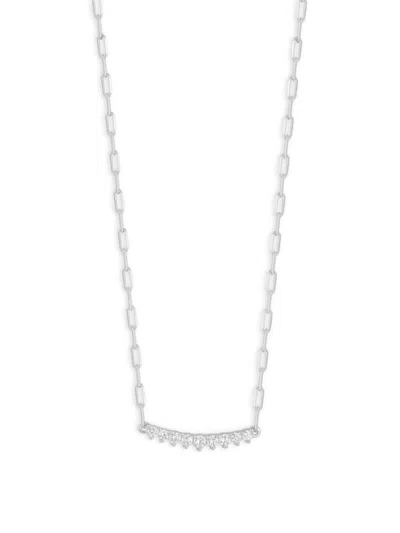 Chloe & Madison Women's Sterling Silver & Cubic Zirconia Bar Necklace