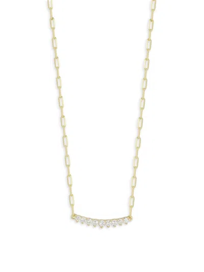 Chloe & Madison Women's Sterling Silver & Cubic Zirconia Bar Necklace In Gold