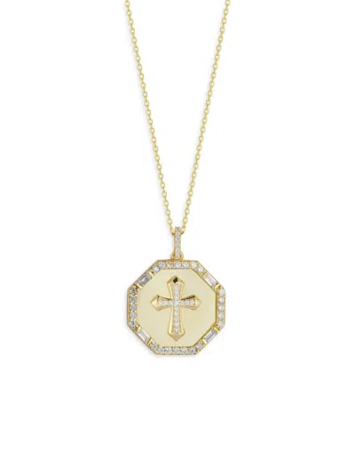 Chloe & Madison Women's Sterling Silver & Cubic Zirconia Cross Pendant Necklace In Goldtone