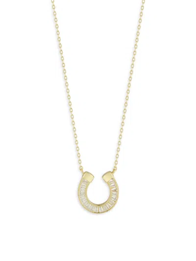Chloe & Madison Women's Sterling Silver & Cubic Zirconia Horseshoe Pendant Necklace In Goldplated