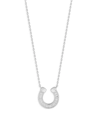 Chloe & Madison Women's Sterling Silver & Cubic Zirconia Horseshoe Pendant Necklace In Silvertone