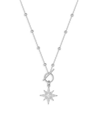 Chloe & Madison Women's Sterling Silver & Cubic Zirconia Starburst Toggle Necklace In Metallic