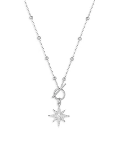 Chloe & Madison Women's Sterling Silver & Cubic Zirconia Starburst Toggle Necklace