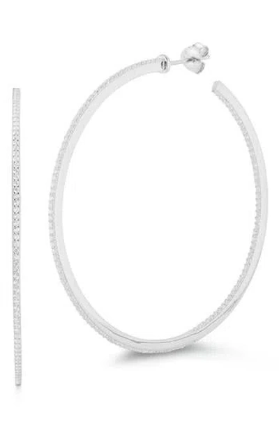 Chloe & Madison Chloe And Madison Xl Pavé Cubic Zirconia Hoop Earrings In Silver